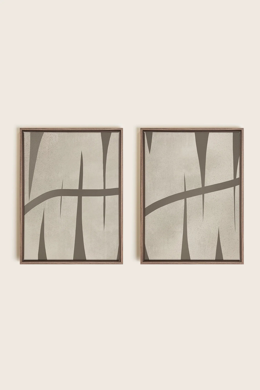 OLEKA CANVAS - INTERTWINE DUO, 2 Oeuvres sur toile étirée, encadré Brun Chêne