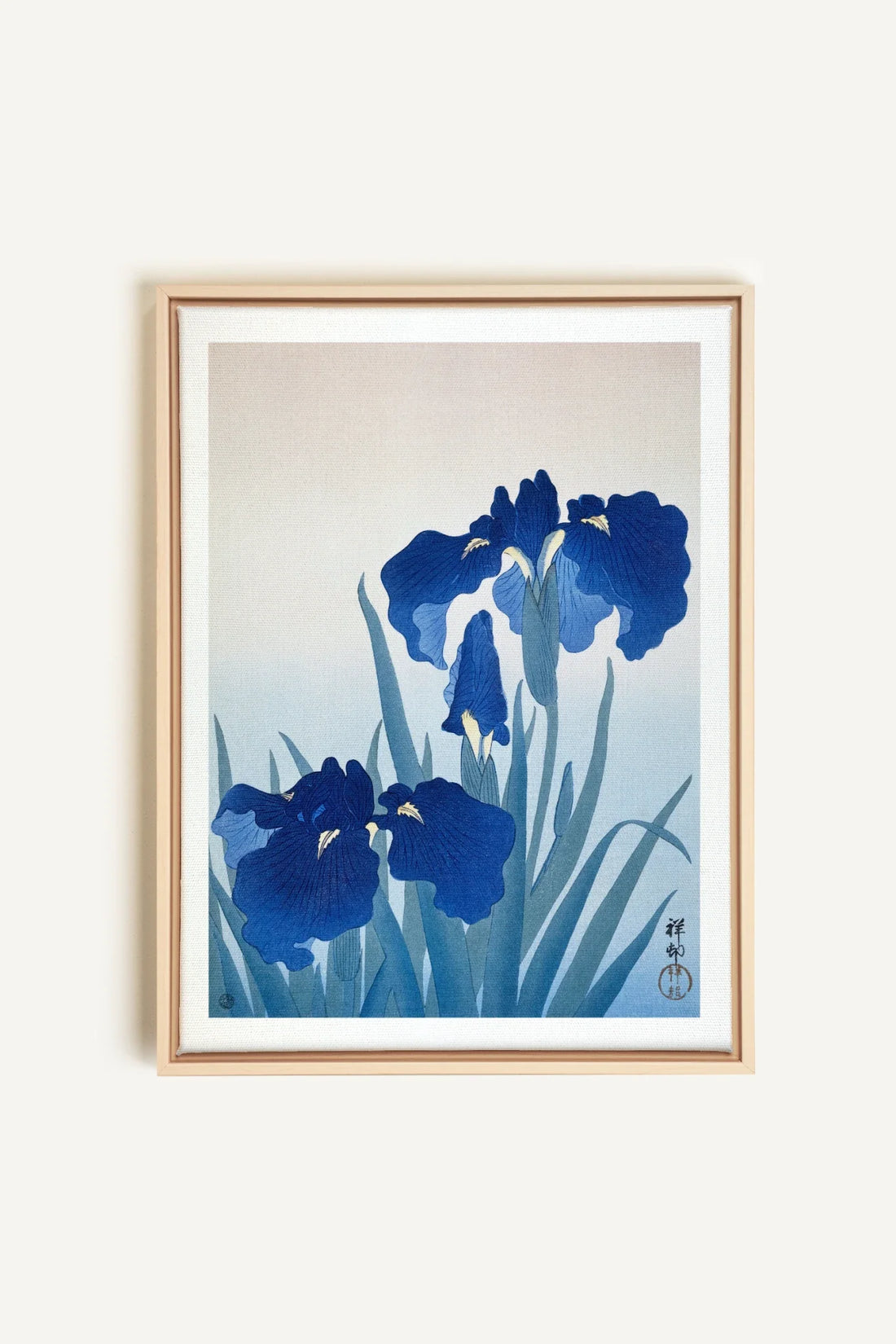 OLEKA CANVAS - IRIS FLOWERS, Oeuvre sur toile étirée, encadré Naturel Clair