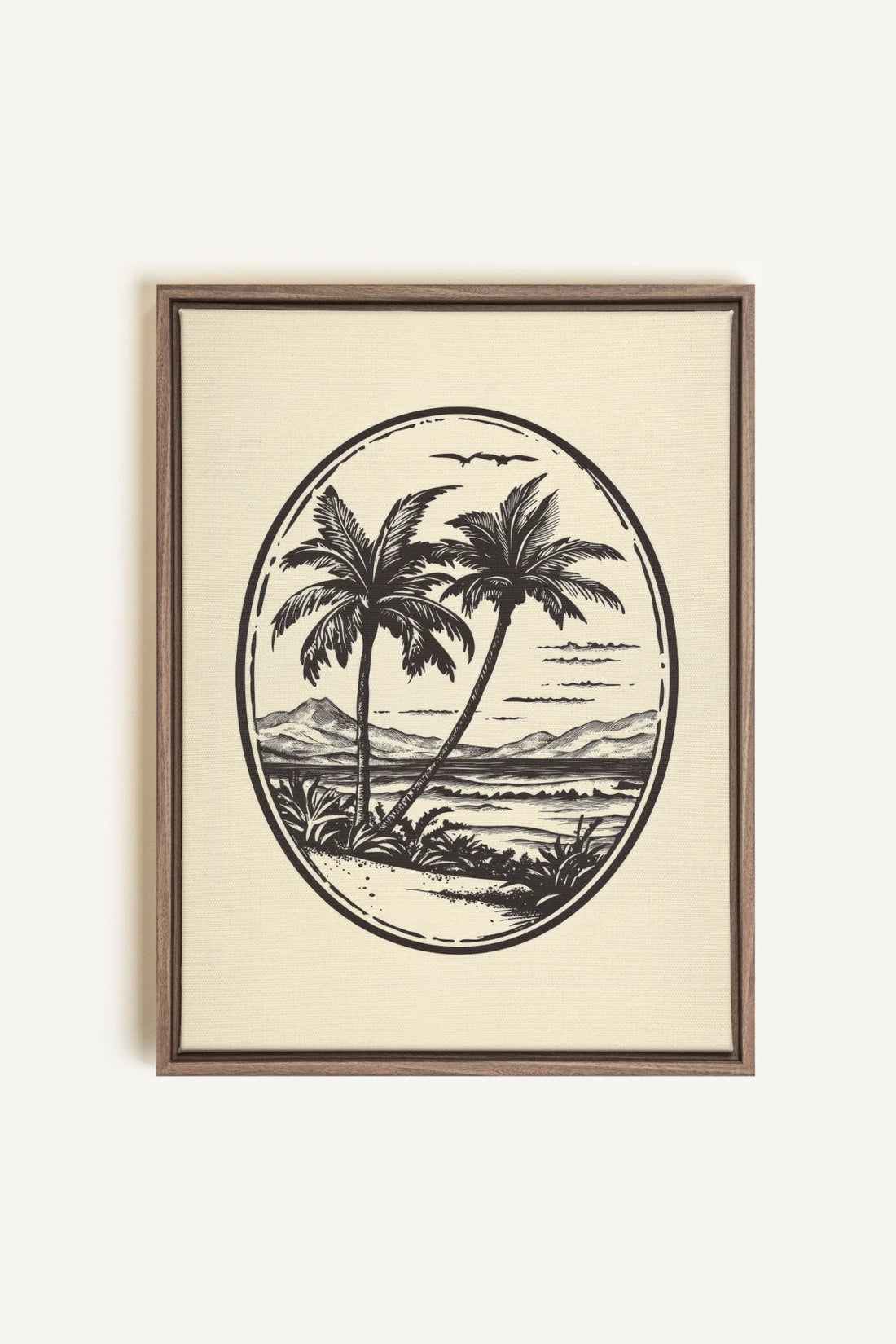 OLEKA CANVAS - ISLAND ESCAPE, Oeuvre sur toile étirée, encadré Brun Chêne