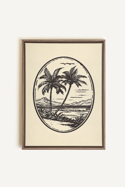 OLEKA CANVAS - ISLAND ESCAPE, Oeuvre sur toile étirée, encadré Brun Chêne