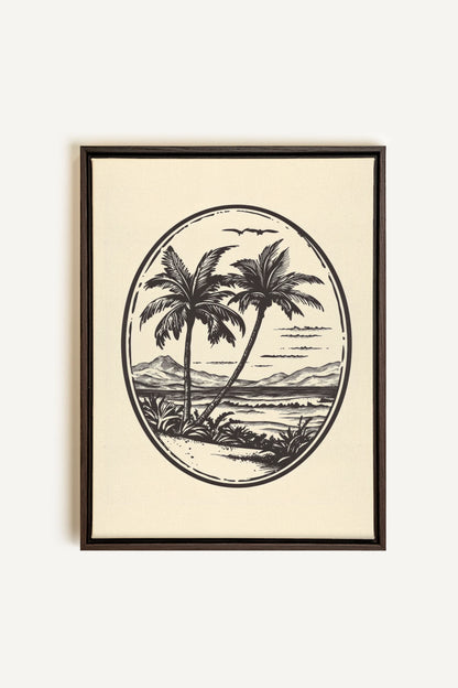 ISLAND ESCAPE, Oeuvre sur toile étirée, encadré Brun Noyer