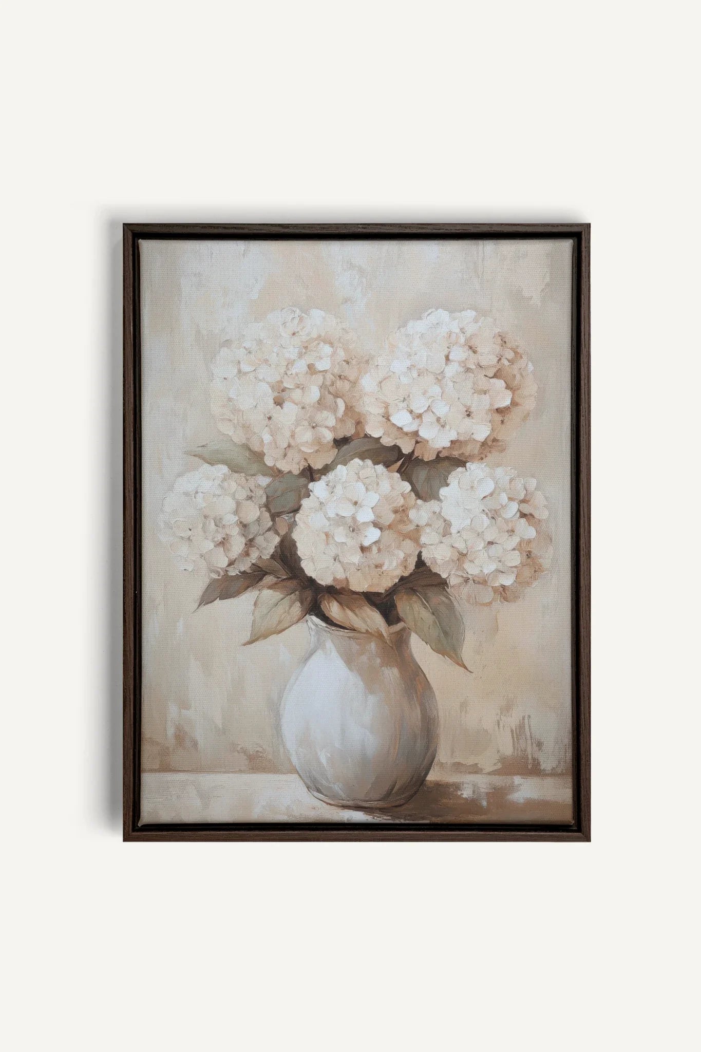 OLEKA CANVAS - IVORY BLOOMS, Oeuvre sur toile étirée, encadré Brun Noyer