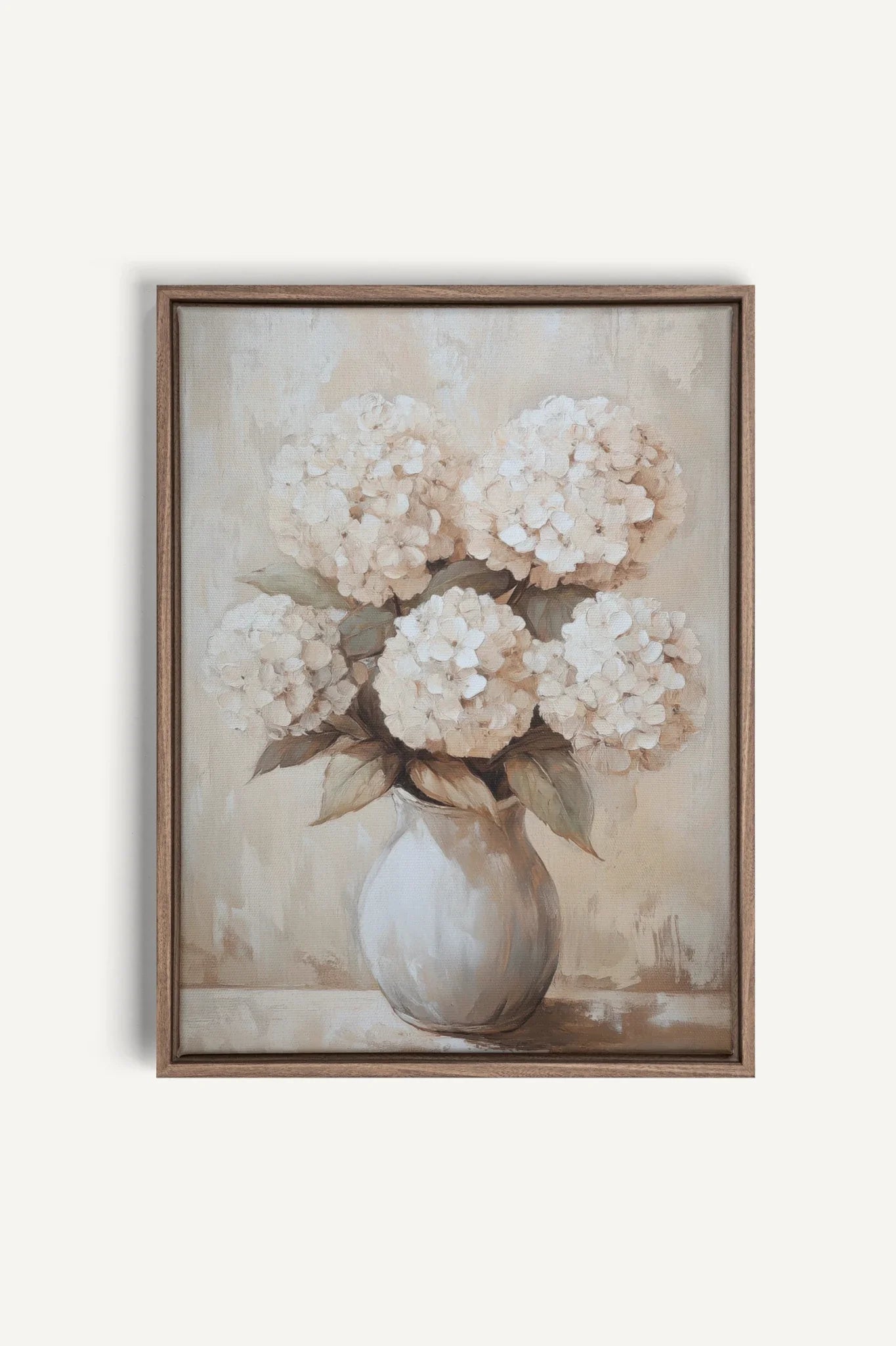 OLEKA CANVAS - IVORY BLOOMS, Oeuvre sur toile étirée, encadré Brun Chêne