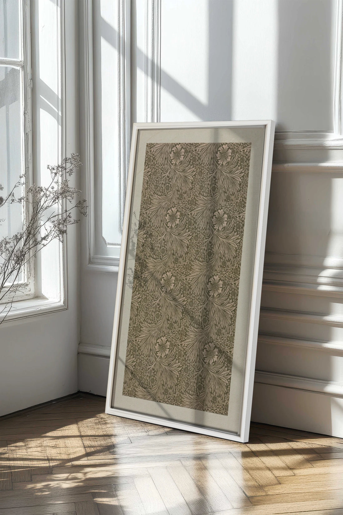 JARDIN GRAVÉ, Oeuvre sur toile étirée, encadré Blanc