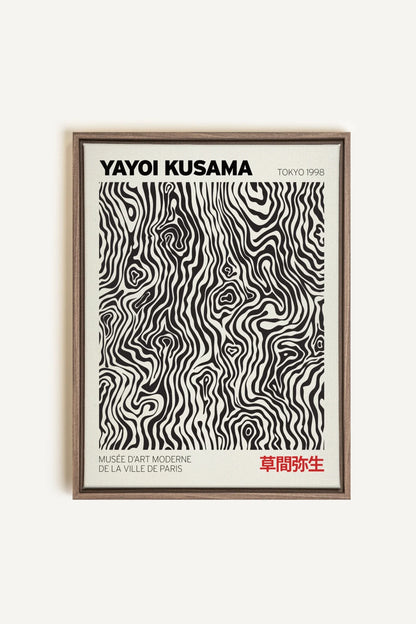 OLEKA CANVAS - KUSAMA I, Oeuvre sur toile étirée, encadré Brun Chêne