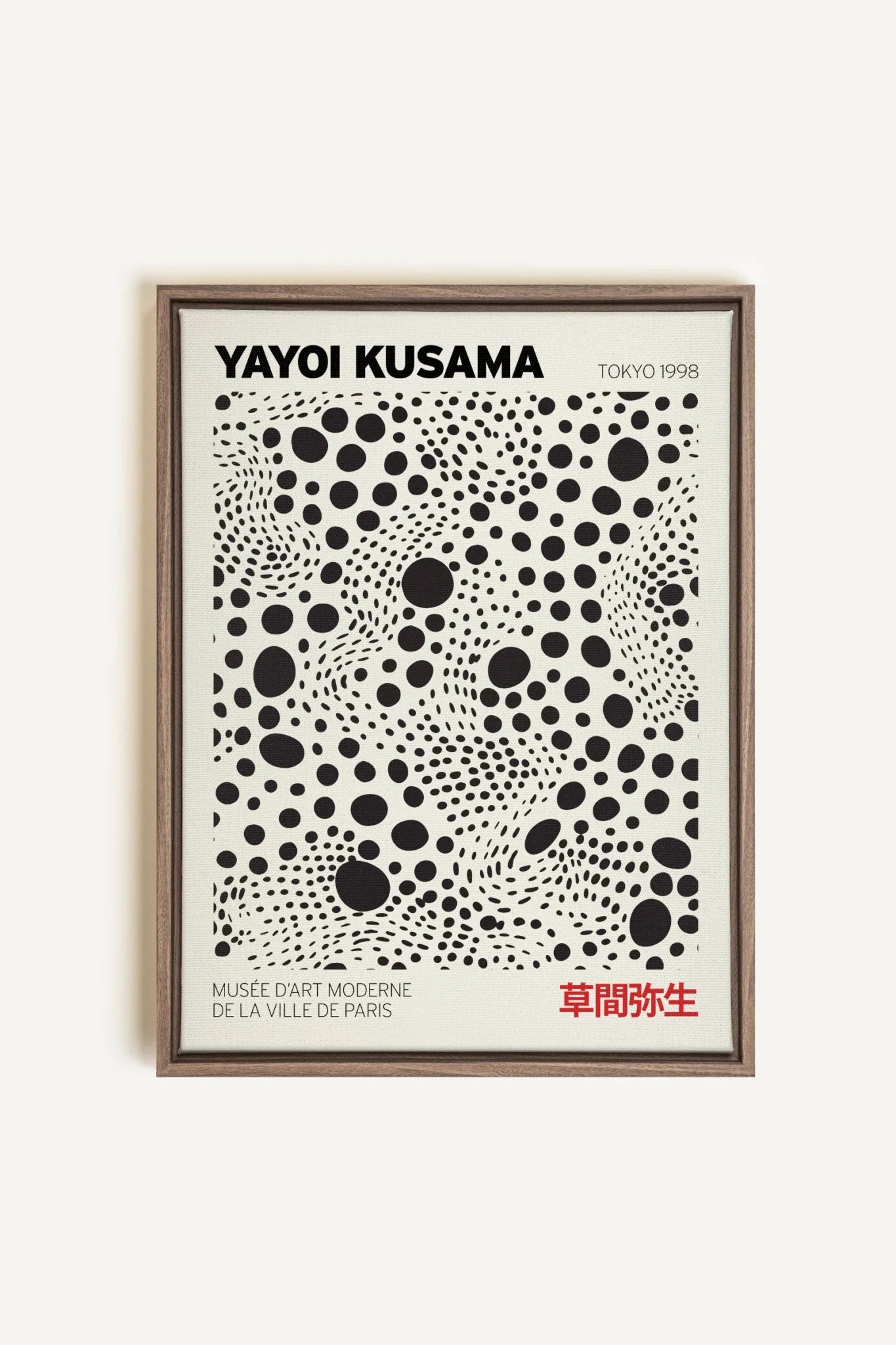 OLEKA CANVAS - KUSAMA II, Oeuvre sur toile étirée, encadré Brun Chêne