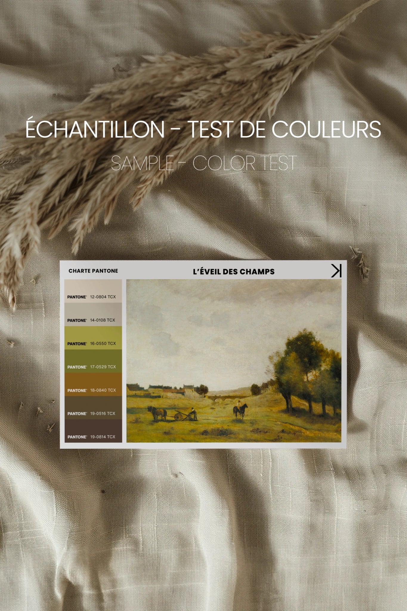 ÉVEIL DES CHAMPS, Artwork on rigid canvas, framed in Vintage Bronze