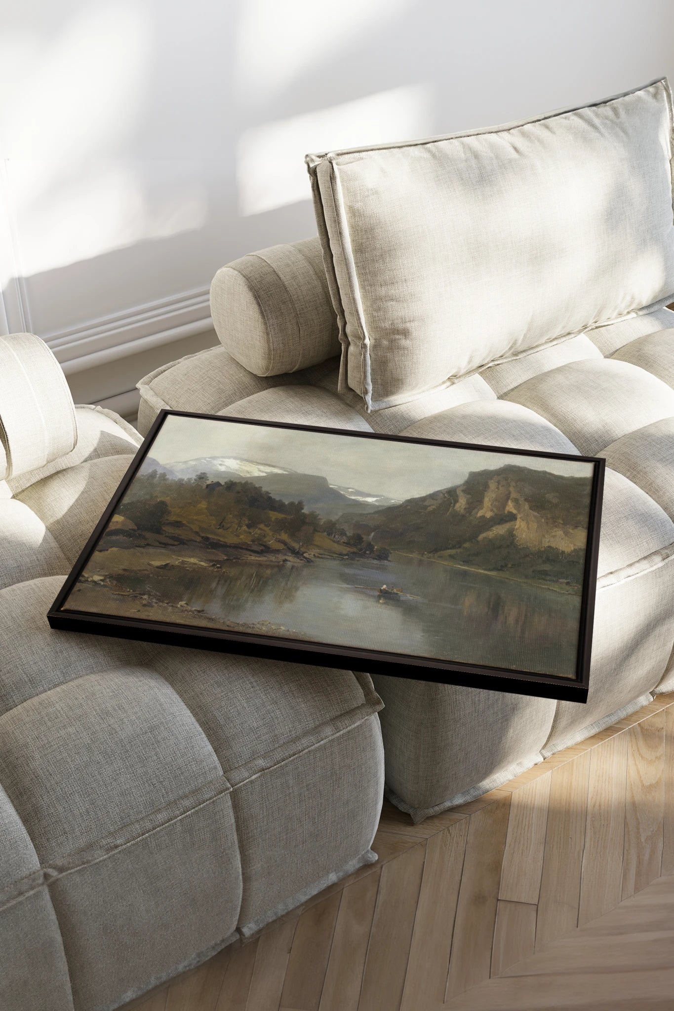LAC MIROIR, Work on stretched canvas, framed Black
