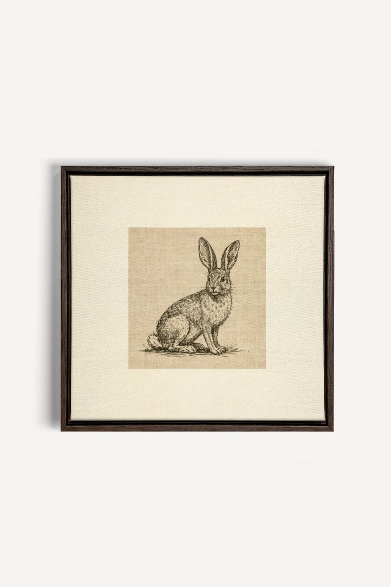 LAPIN DE LIN, Work on stretched canvas, framed Walnut Brown