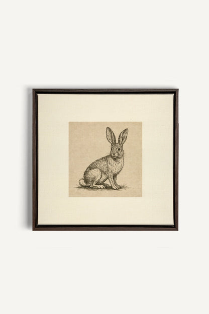 LAPIN DE LIN, Work on stretched canvas, framed Walnut Brown