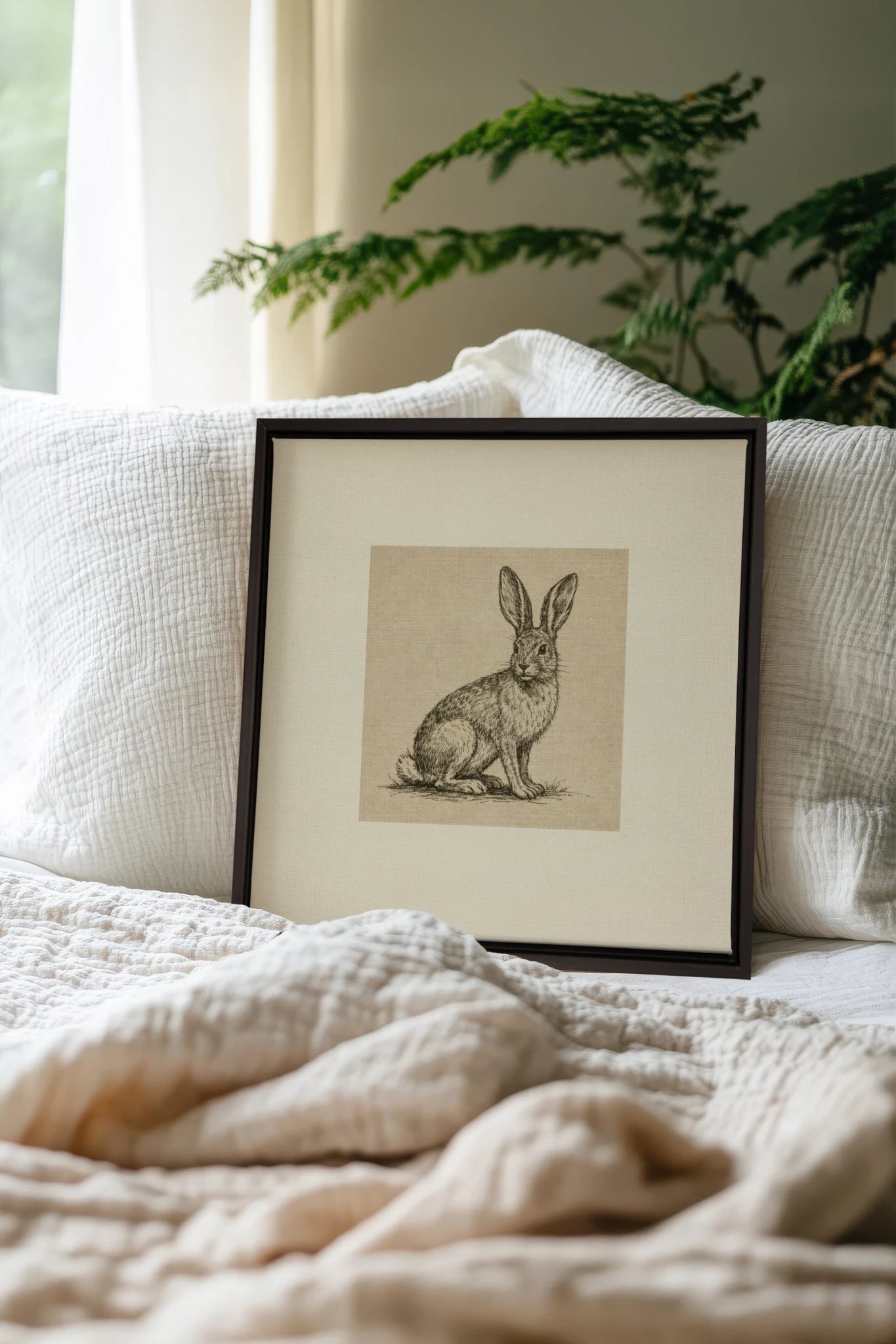 LAPIN DE LIN, Work on stretched canvas, framed Black