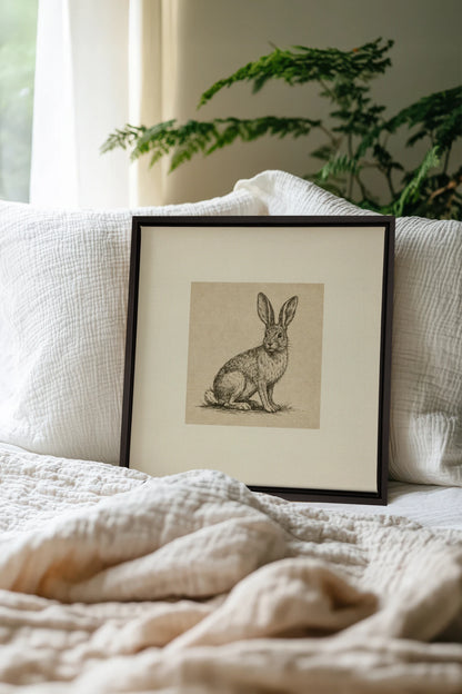 LAPIN DE LIN, Work on stretched canvas, framed Black
