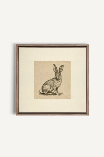 LAPIN DE LIN, Work on stretched canvas, framed Oak Brown