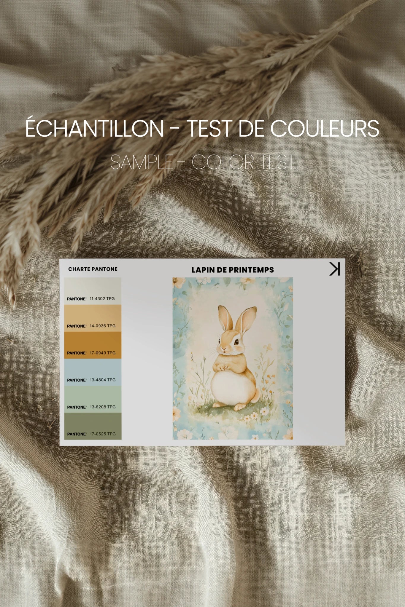 LAPIN DE PRINTEMPS, Oeuvre sur toile rigide, encadré Vintage Bronze