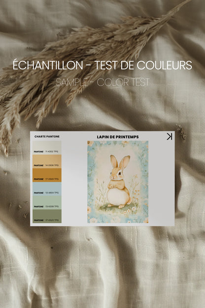 LAPIN DE PRINTEMPS, Oeuvre sur toile rigide, encadré Vintage Bronze