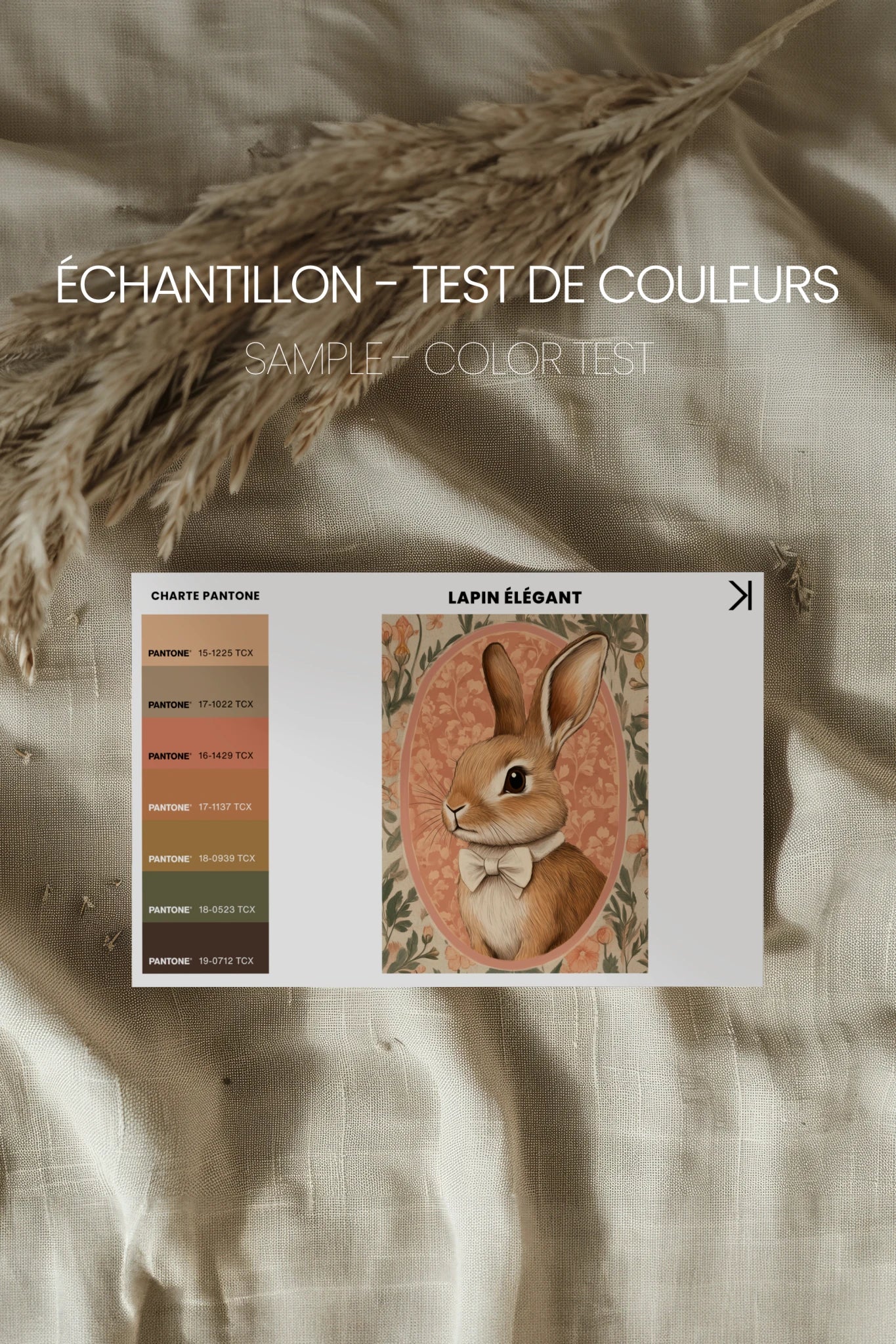 LAPIN ÉLÉGANT, Artwork on rigid canvas, framed in Vintage Bronze