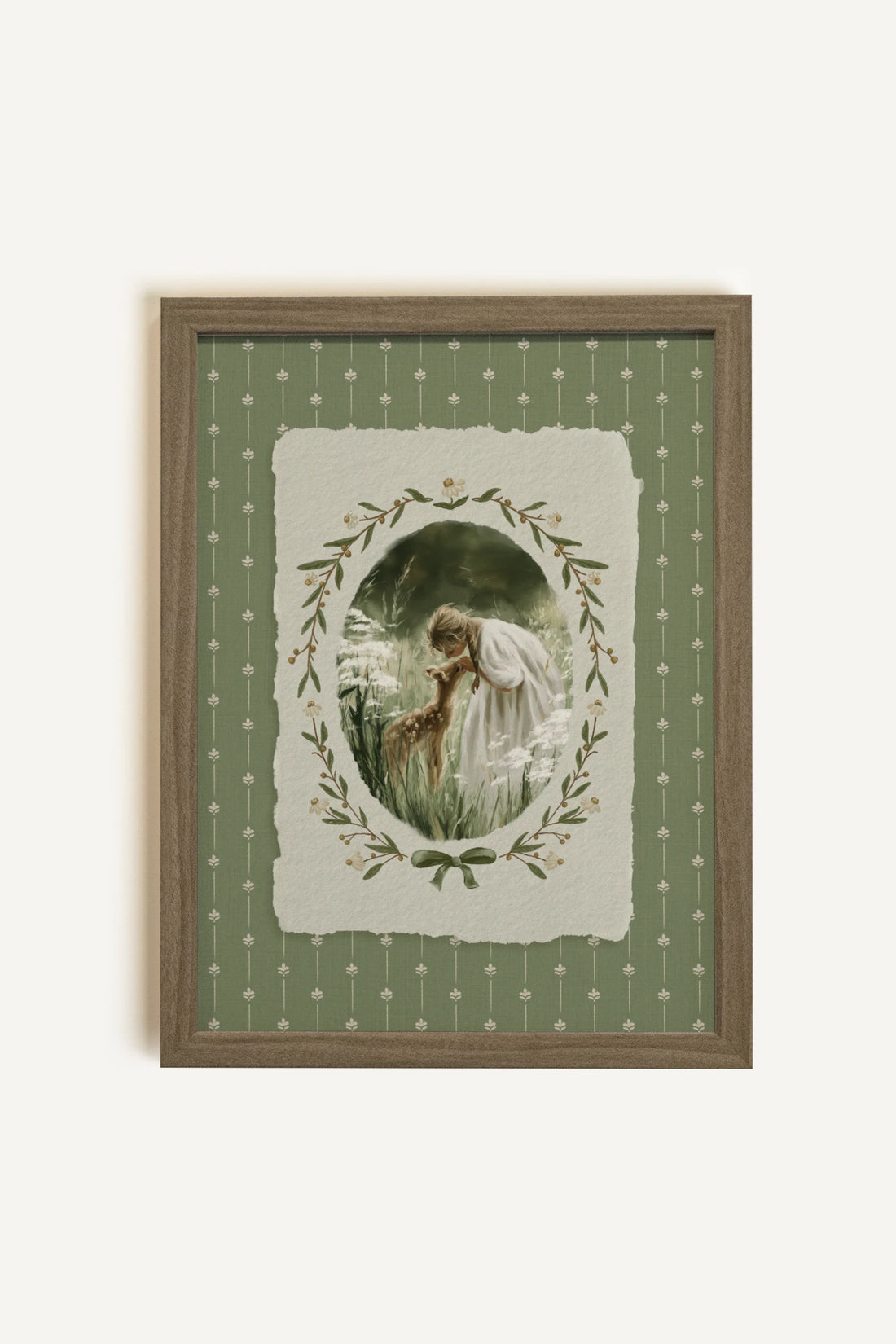 LA RENCONTRE, Oeuvre sur toile rigide, encadré brun chêne
