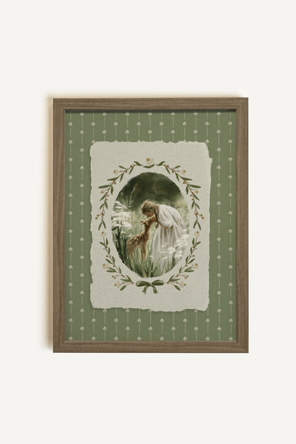 LA RENCONTRE, Work on canvas, oak brown frame