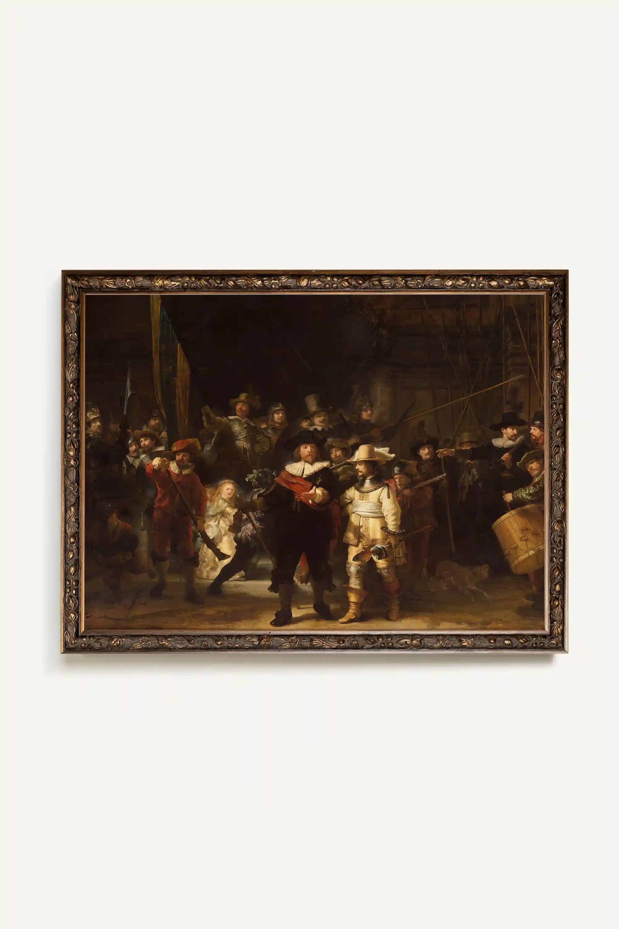 LA RONDE DE NUIT, Oeuvre sur toile rigide, encadré Vintage Bronze