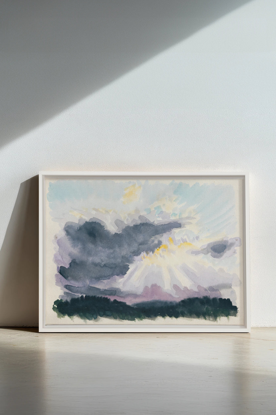 LAVENDER STORM, Oeuvre sur toile étirée, encadré Blanc