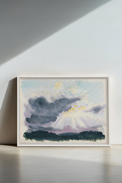 LAVENDER STORM, Work on stretched canvas, framed White