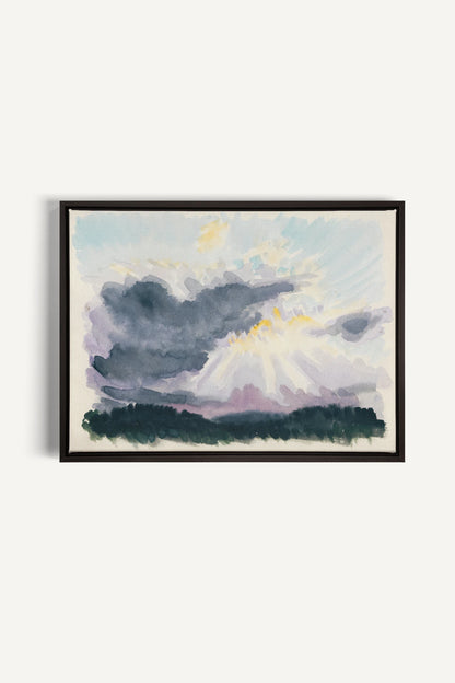 LAVENDER STORM, Work on stretched canvas, framed Black