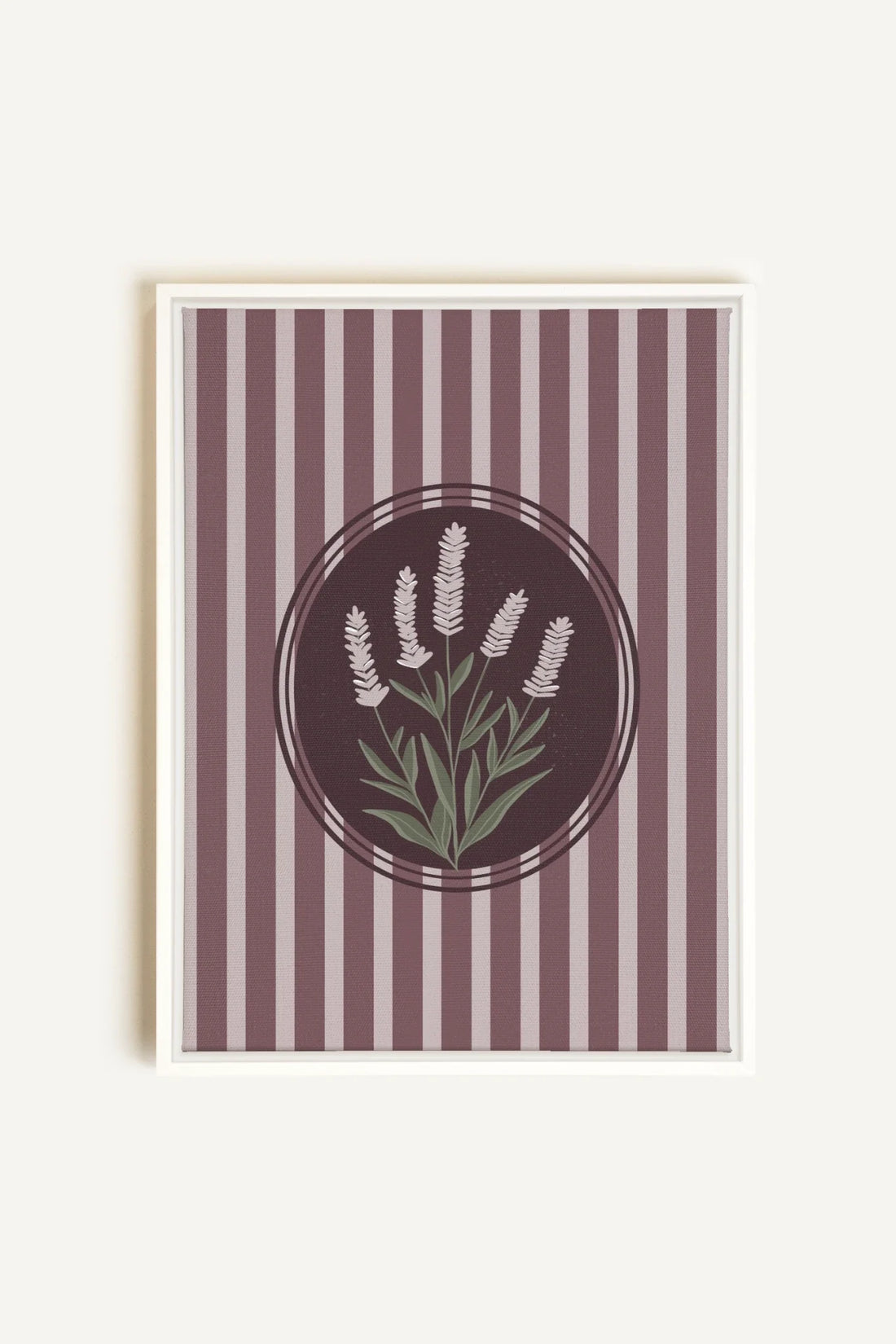 OLEKA CANVAS - LAVENDER STRIPES, Oeuvre sur toile étirée, encadré Blanc
