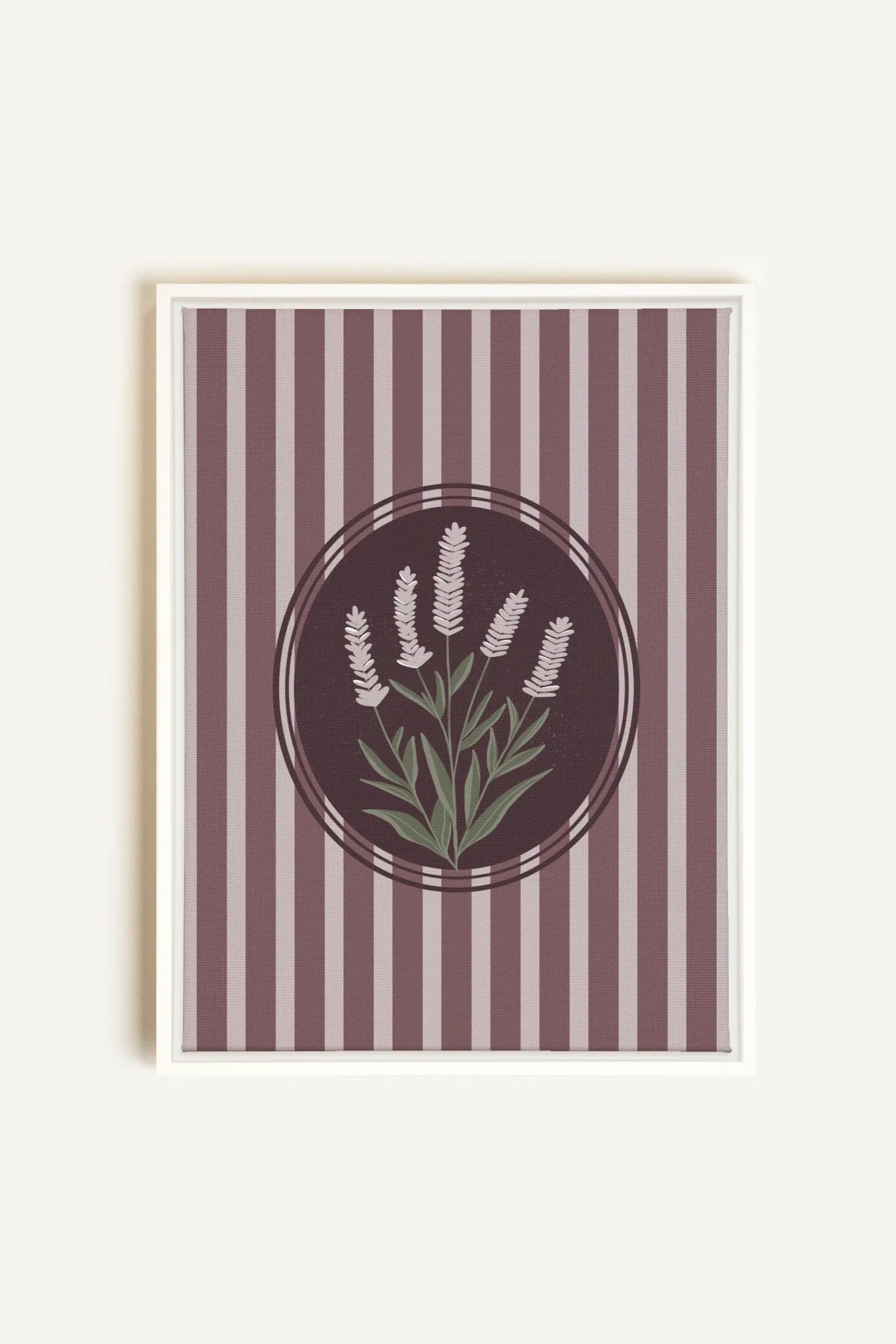 OLEKA CANVAS - LAVENDER STRIPES, Oeuvre sur toile étirée, encadré Blanc