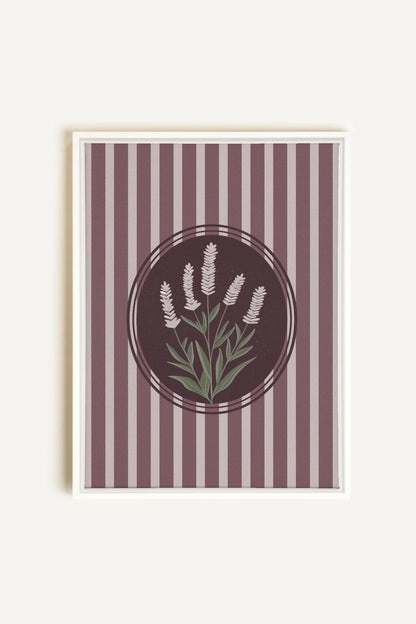 OLEKA CANVAS - LAVENDER STRIPES, Oeuvre sur toile étirée, encadré Blanc
