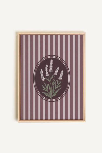 OLEKA CANVAS - LAVENDER STRIPES, Oeuvre sur toile étirée, encadré Naturel Clair