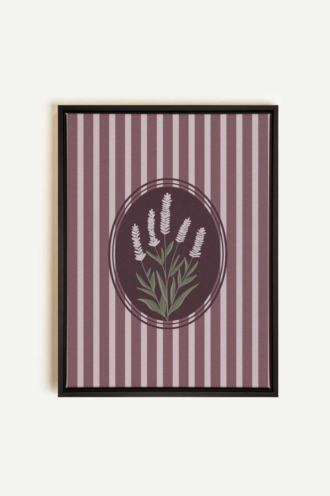 OLEKA CANVAS - LAVENDER STRIPES, Oeuvre sur toile étirée, encadré Noir