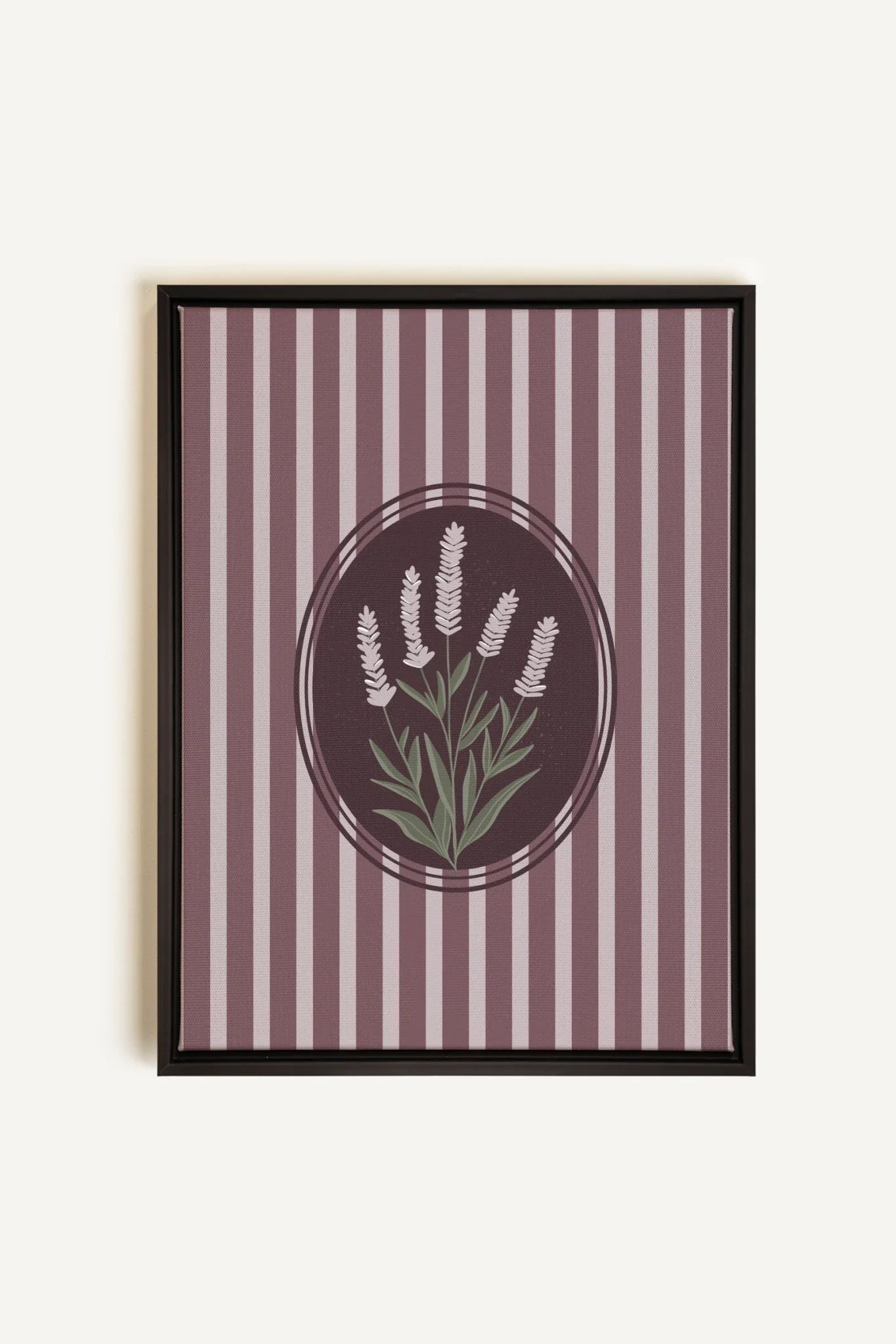 OLEKA CANVAS - LAVENDER STRIPES, Oeuvre sur toile étirée, encadré Noir