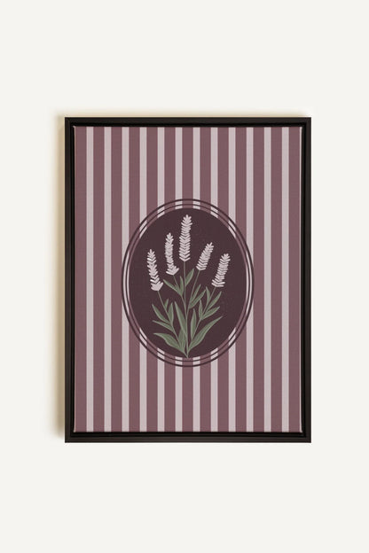 OLEKA CANVAS - LAVENDER STRIPES, Oeuvre sur toile étirée, encadré Noir