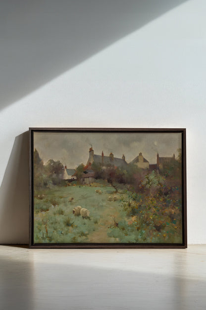 LE JARDIN DES PRÉS, Work on stretched canvas, framed Walnut Brown