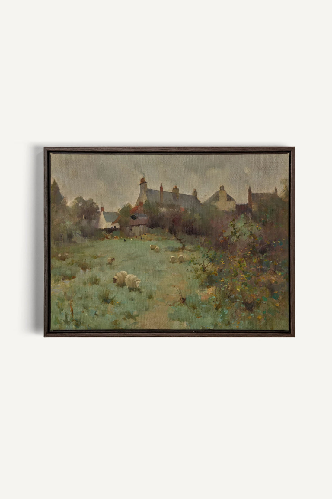 LE JARDIN DES PRÉS, Oeuvre sur toile étirée, encadré Brun Noyer