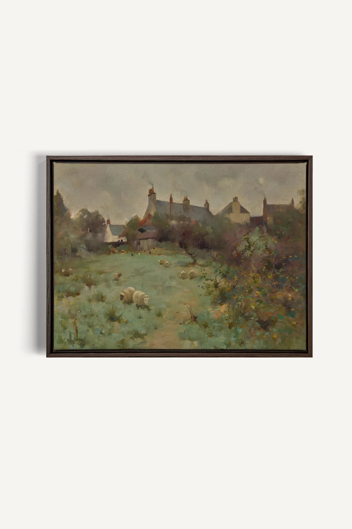 LE JARDIN DES PRÉS, Work on stretched canvas, framed Walnut Brown