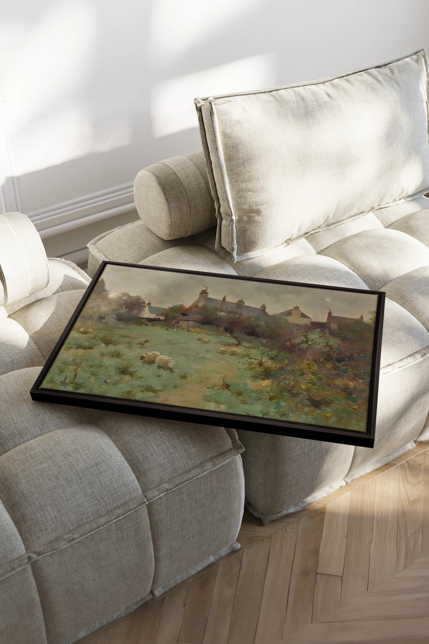 LE JARDIN DES PRÉS, Work on stretched canvas, framed Black