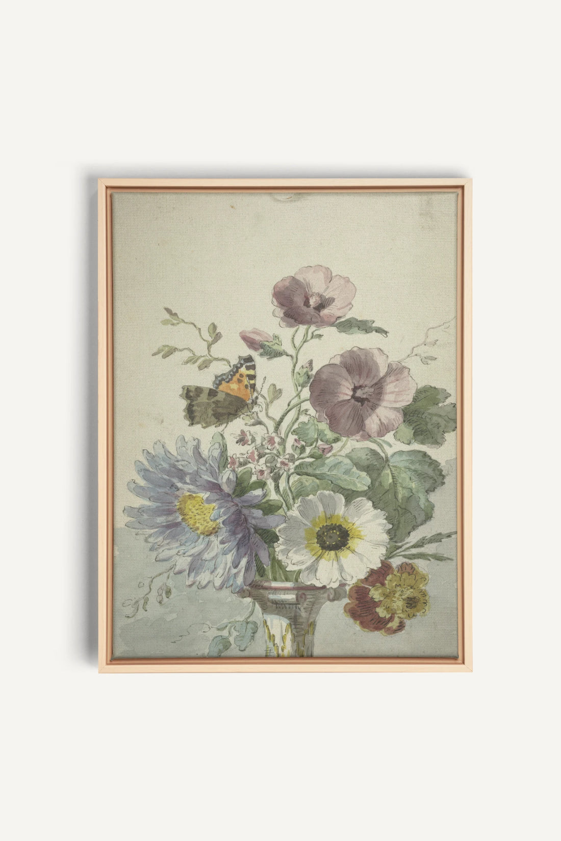 LE JARDIN PAPILLON, Oeuvre sur toile étirée, encadré Naturel Clair