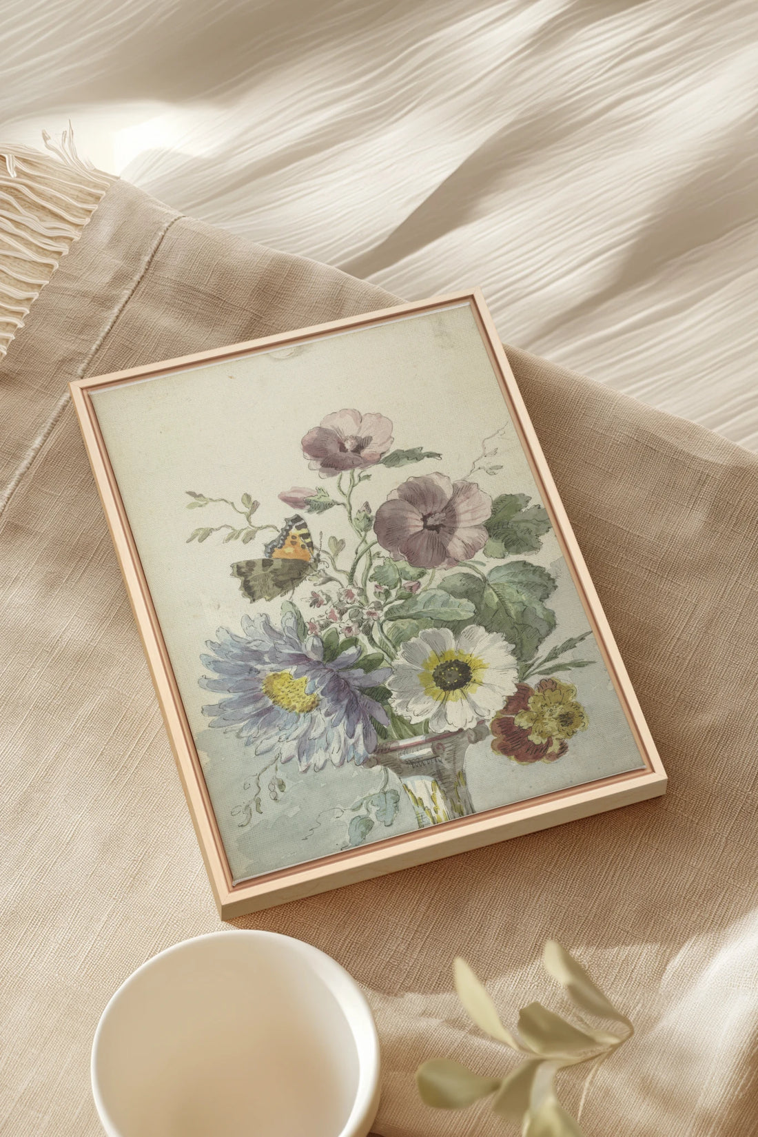 LE JARDIN PAPILLON, Oeuvre sur toile étirée, encadré Naturel Clair