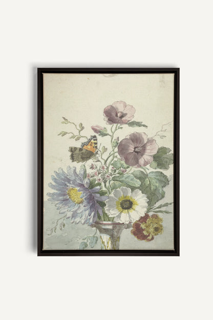 LE JARDIN PAPILLON, Oeuvre sur toile étirée, encadré Noir