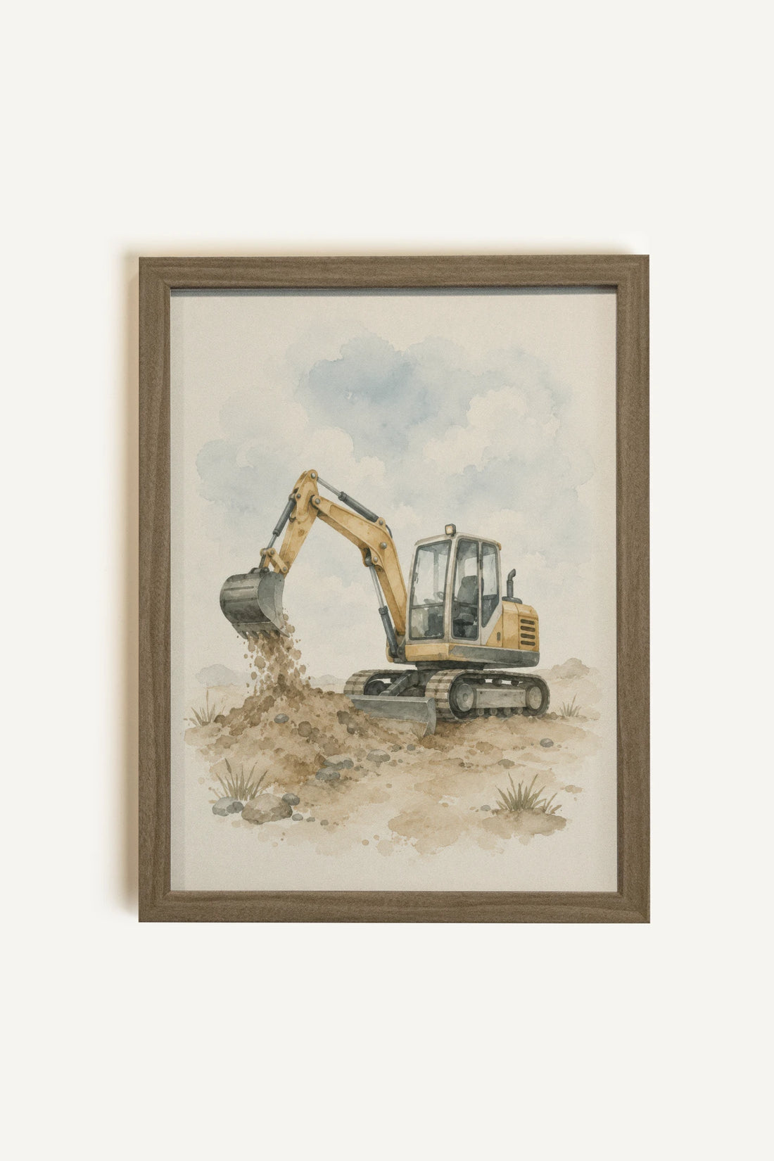 LE PETIT BÂTISSEUR, Oeuvre sur toile rigide, encadré brun chêne