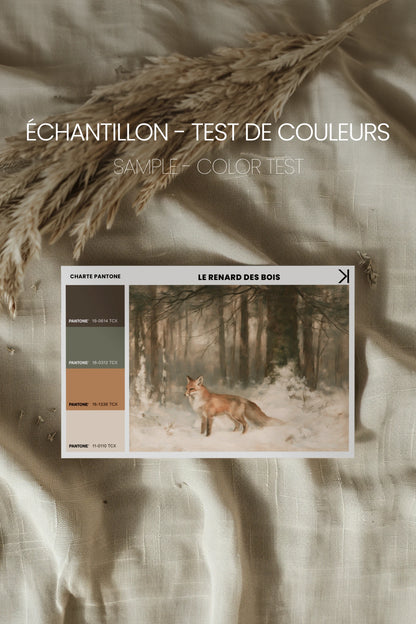 LE RENARD DES BOIS, Oeuvre sur toile rigide, encadré brun chêne