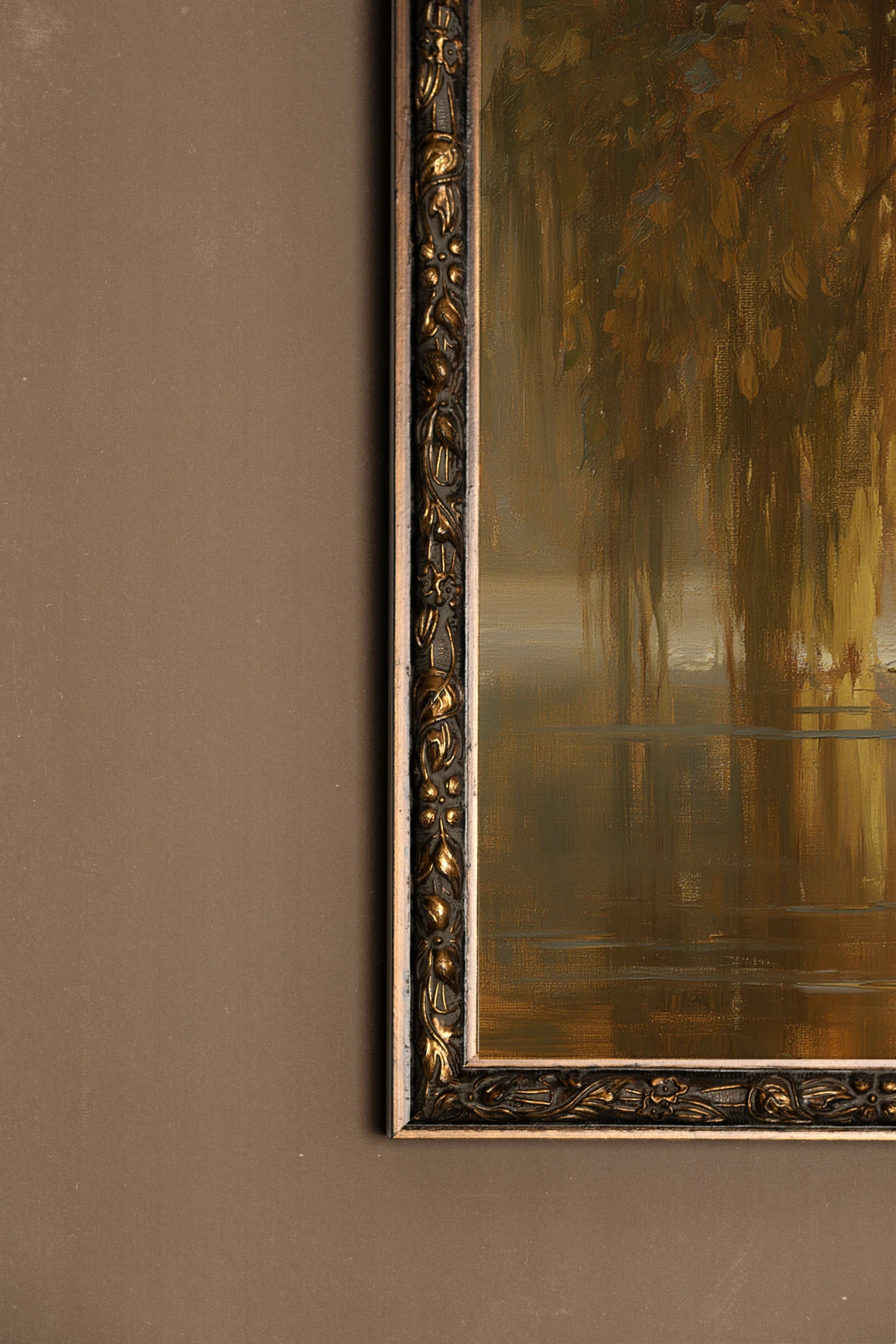 Le Saule Doré, Oeuvre sur toile rigide, encadré Vintage Bronze