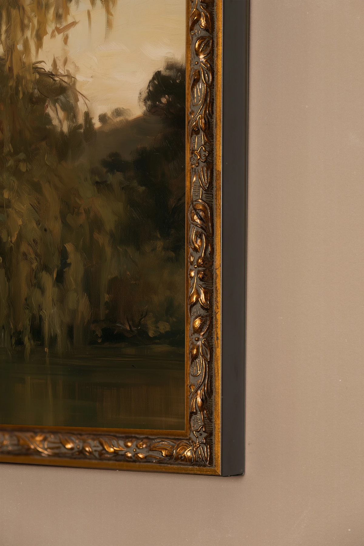 Le Saule Silencieux, Oeuvre sur toile rigide, encadré Vintage Bronze