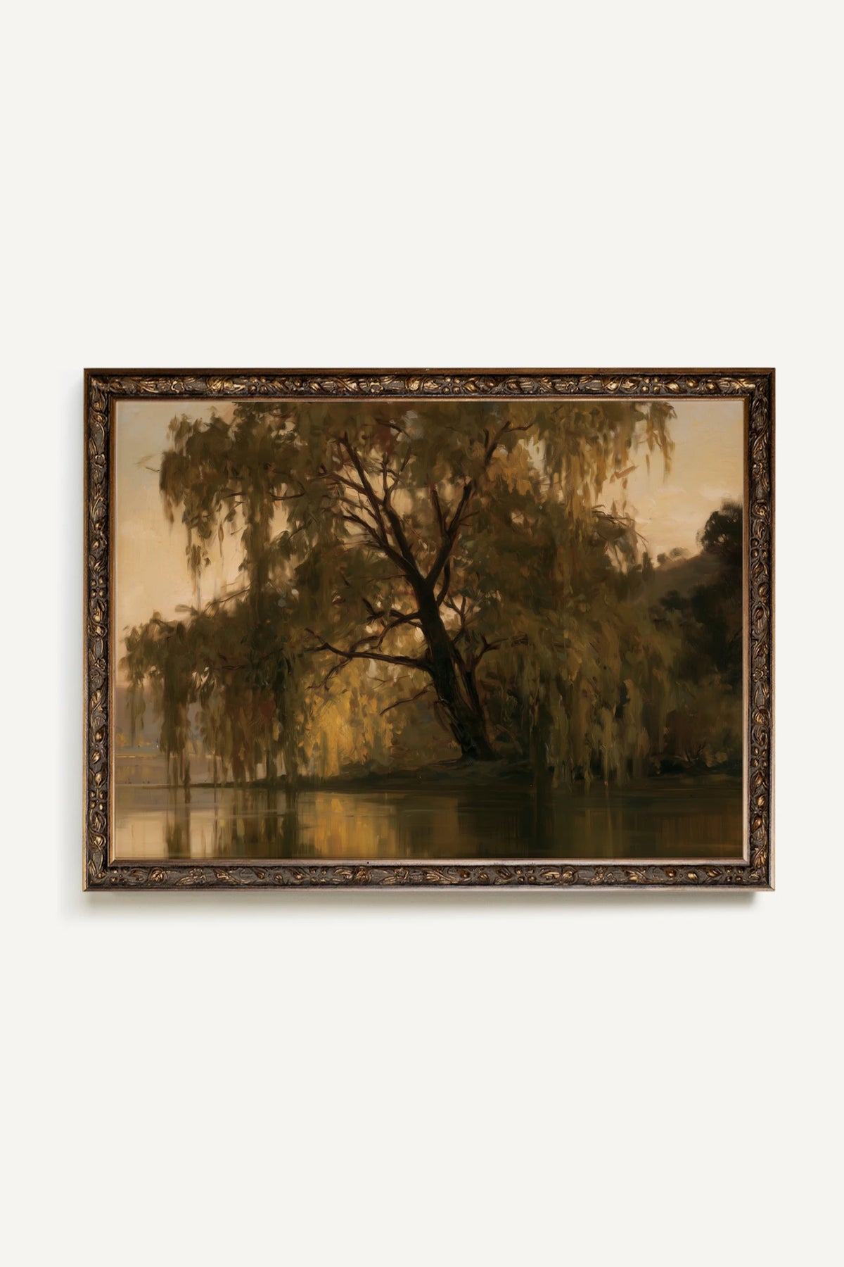 Le Saule Silencieux, Oeuvre sur toile rigide, encadré Vintage Bronze
