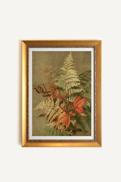 LEAF RELIC, Artwork on stretched canvas, framed Vintage Gold