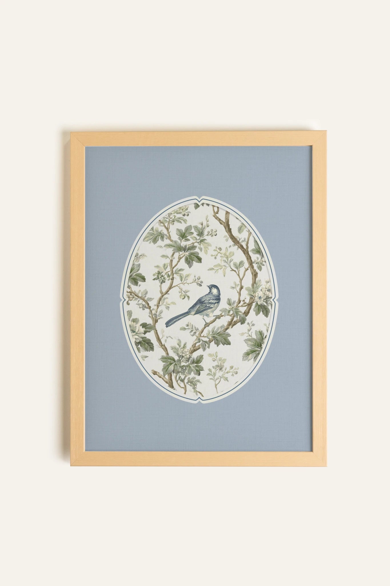 LE CHANT BLEU, Oeuvre sur toile rigide, encadré naturel clair