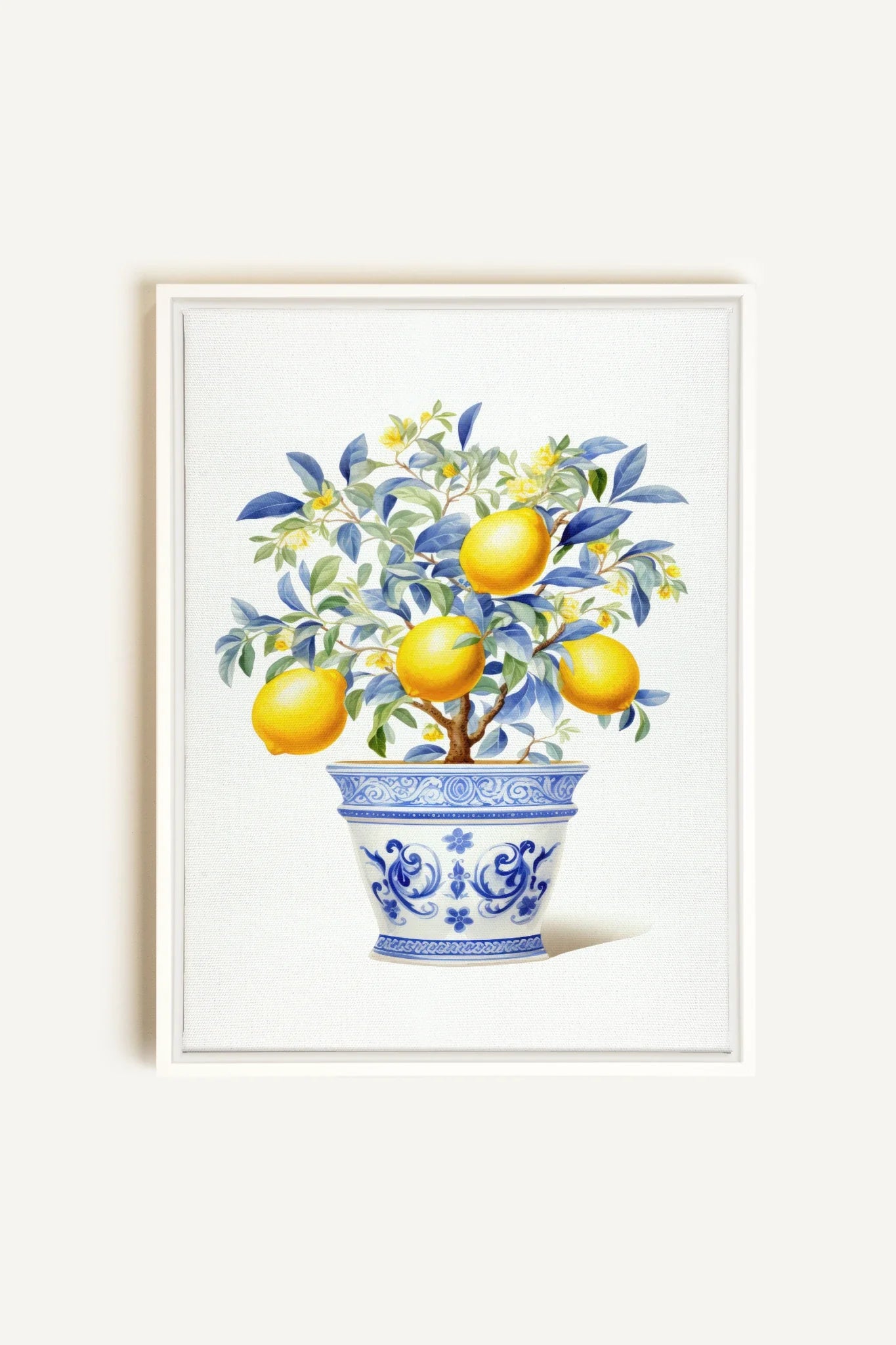 OLEKA CANVAS - LEMON BREEZE, Oeuvre sur toile étirée, encadré Blanc