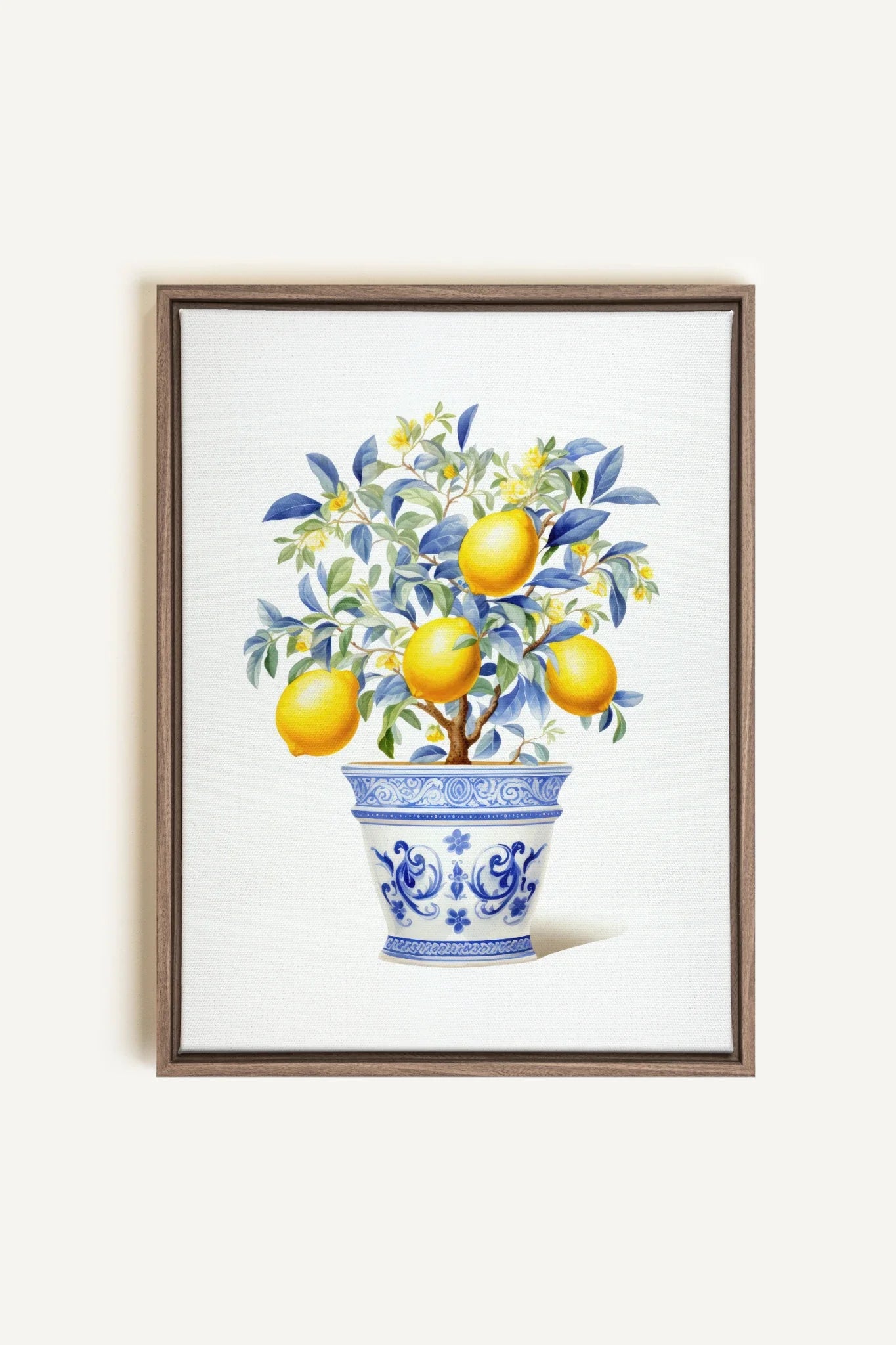 OLEKA CANVAS - LEMON BREEZE, Oeuvre sur toile étirée, encadré Brun Chêne