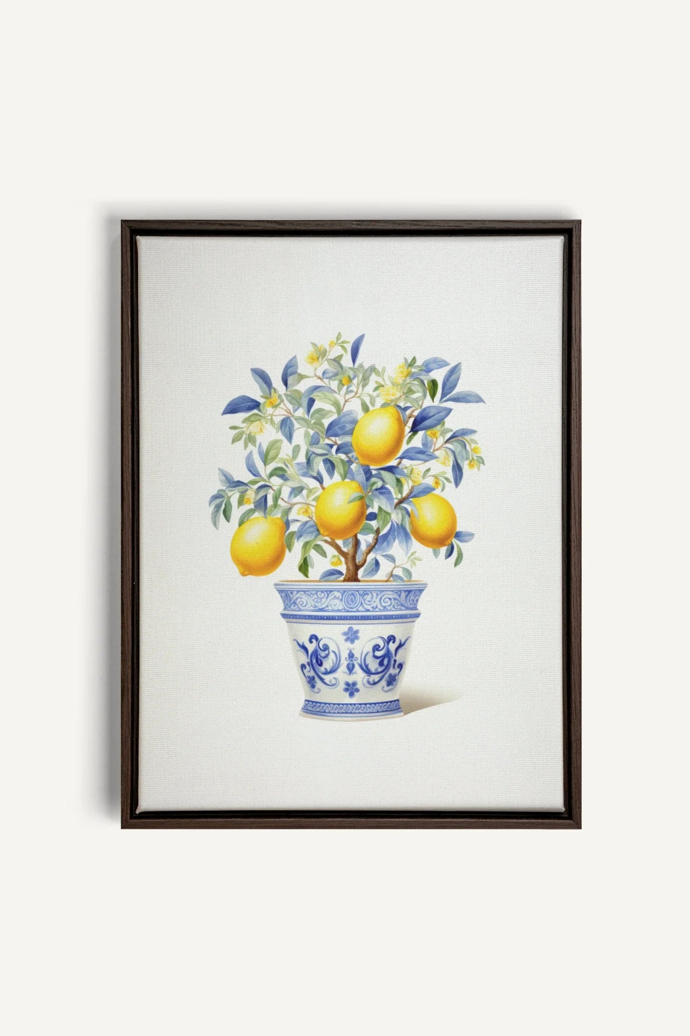 OLEKA CANVAS - LEMON BREEZE, Oeuvre sur toile étirée, encadré Brun Noyer